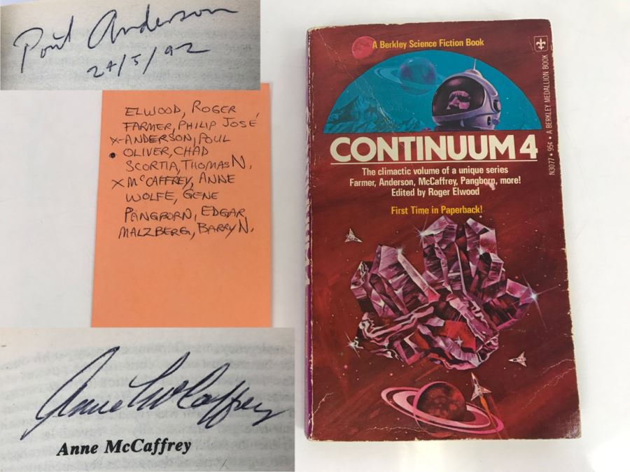 Signed 1976 Paperback Book Continuum 4 (Signed By Poul Anderson And Anne McCaffrey) [Photo 1]