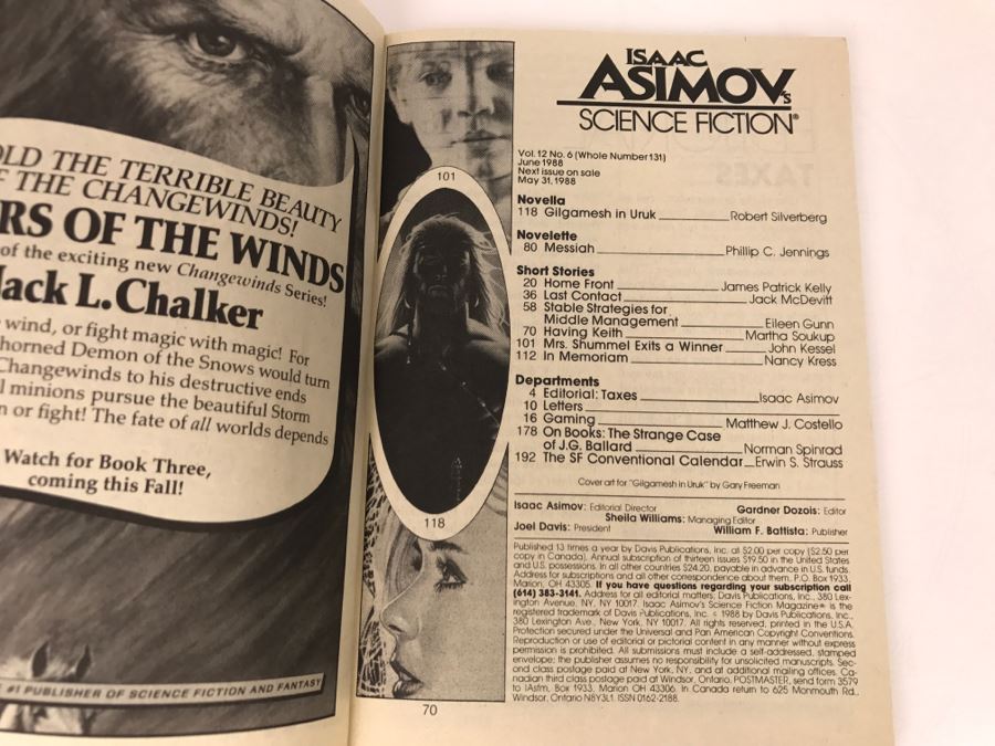 Signed Paperback Isaac Asimov Science Fiction June 1988 Signed By Robert Silverberg [Photo 6]