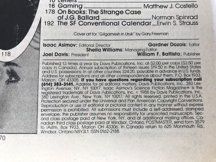 Signed Paperback Isaac Asimov Science Fiction June 1988 Signed By Robert Silverberg [Photo 7]