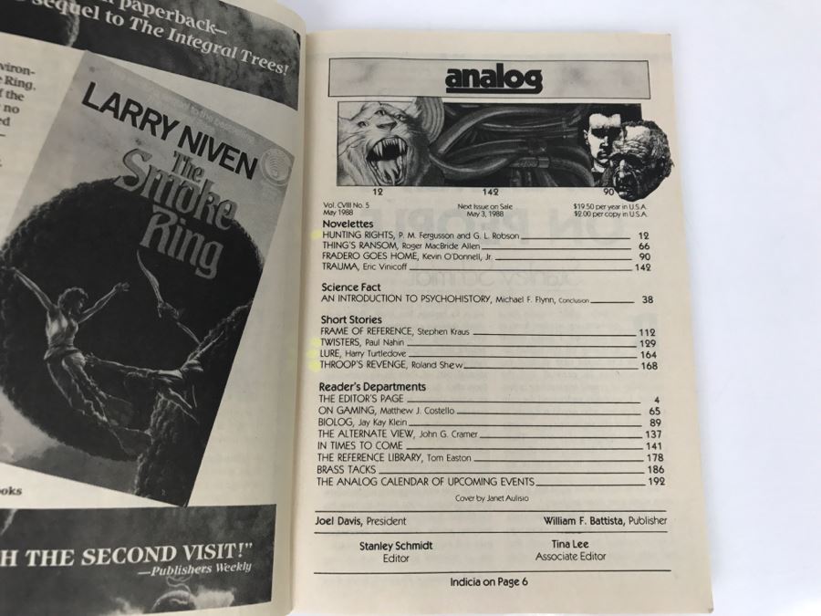 Signed Paperback Analog Science Fiction Science Fact May 1988 (Signed By Stanley Schmidt, Roger MacBride Allen, Kevin O'Donnell Jr., Michael F. Flynn And Harry Turtledove) [Photo 6]