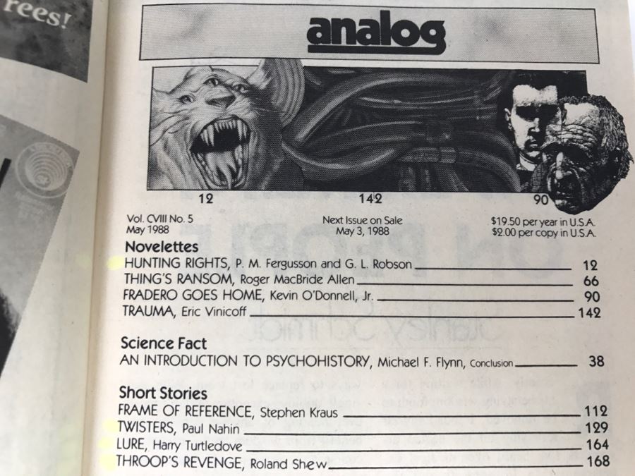 Signed Paperback Analog Science Fiction Science Fact May 1988 (Signed By Stanley Schmidt, Roger MacBride Allen, Kevin O'Donnell Jr., Michael F. Flynn And Harry Turtledove) [Photo 7]