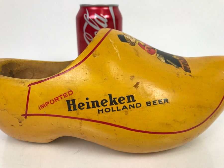 Vintage Heineken Holland Beer Advertising Wooden Clog Shoe
