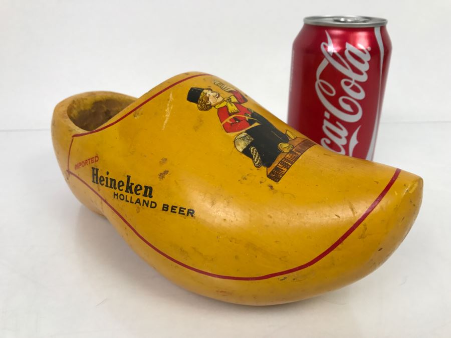 Vintage Heineken Holland Beer Advertising Wooden Clog Shoe