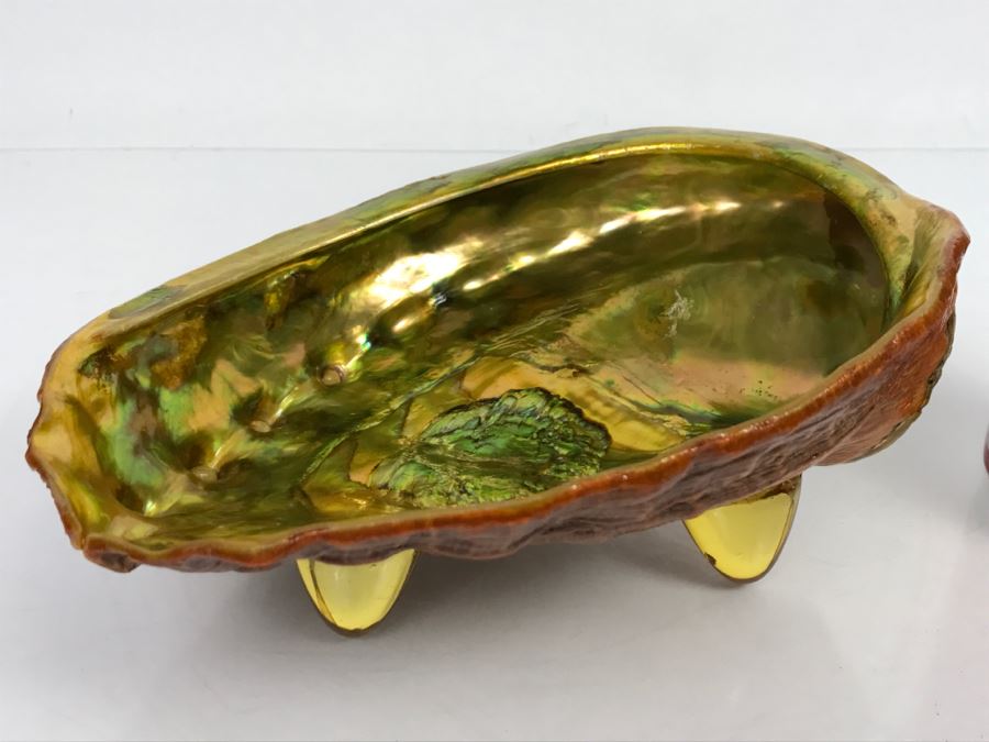 Unique Mid-Century Modern Abalone Shell With Yellow Glass Feet [Photo 3]