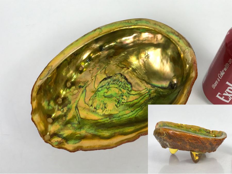 Unique Mid-Century Modern Abalone Shell With Yellow Glass Feet [Photo 22]