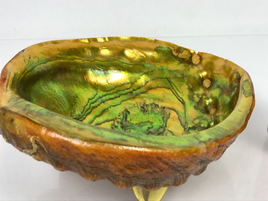 Unique Mid-Century Modern Abalone Shell With Yellow Glass Feet [Photo 16]