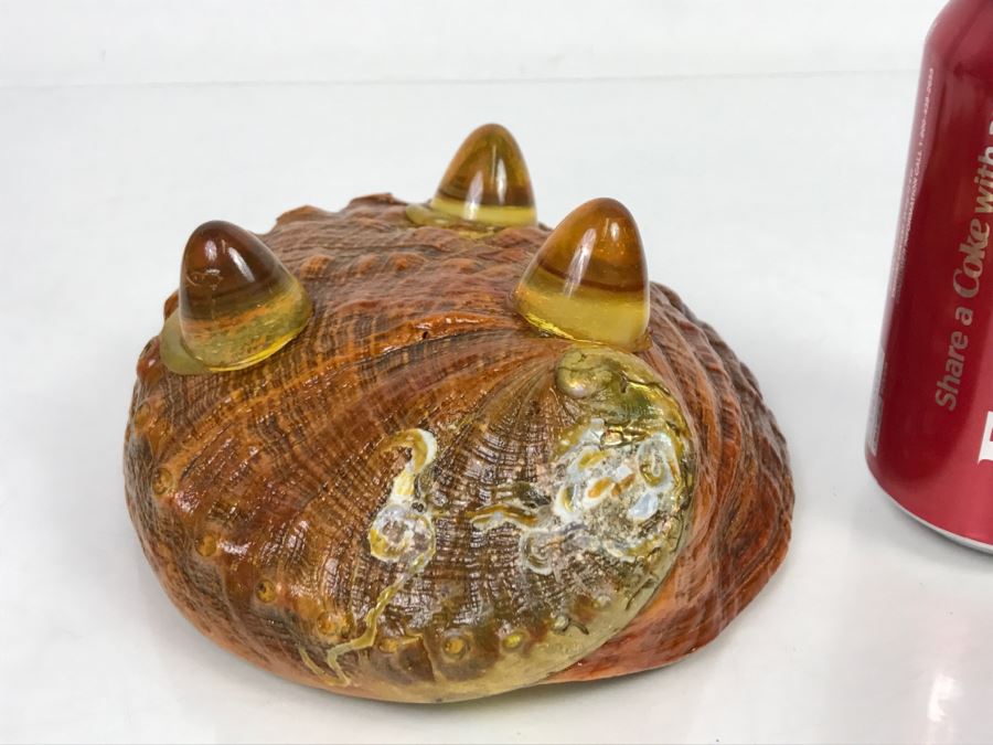 Unique Mid-Century Modern Abalone Shell With Yellow Glass Feet [Photo 20]