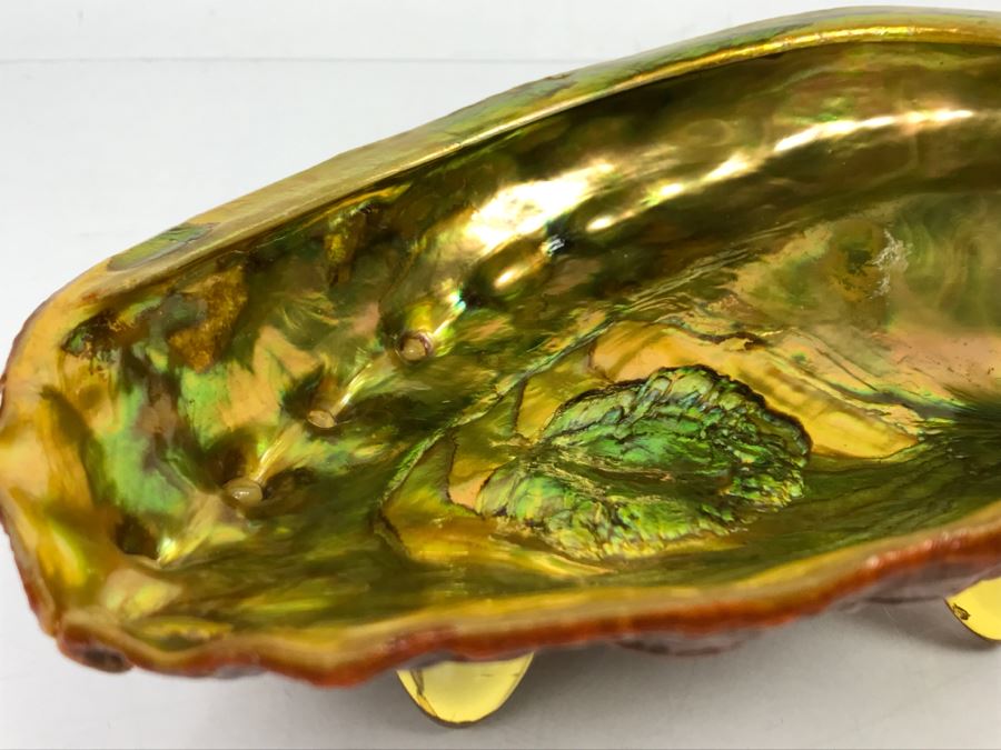 Unique Mid-Century Modern Abalone Shell With Yellow Glass Feet [Photo 7]