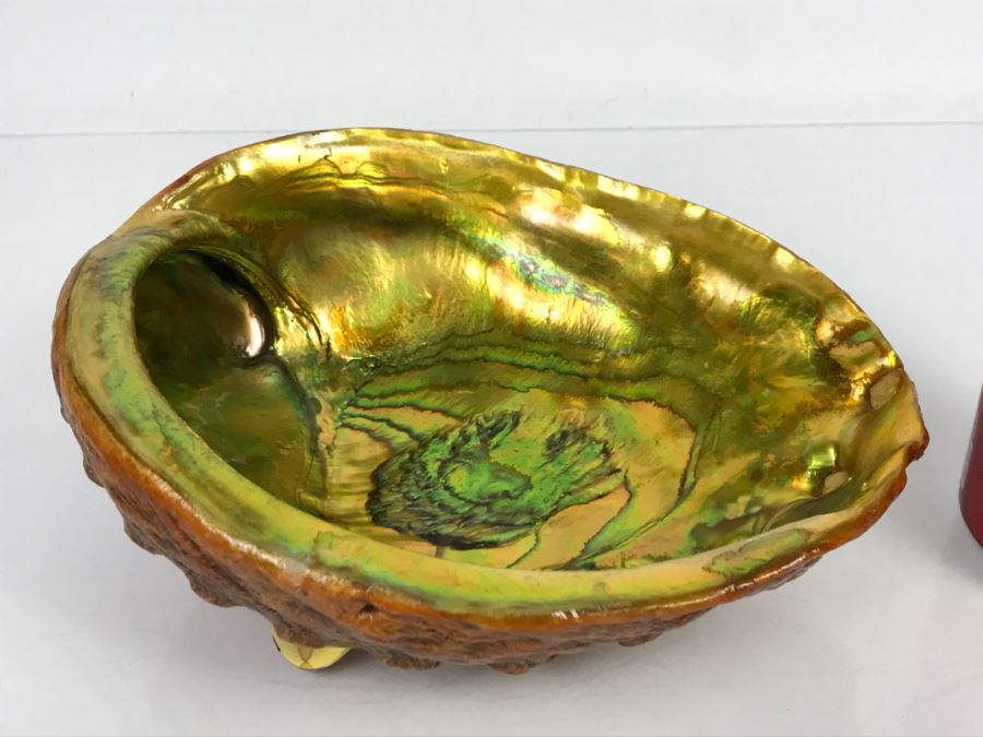 Unique Mid-Century Modern Abalone Shell With Yellow Glass Feet [Photo 18]