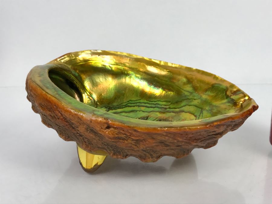 Unique Mid-Century Modern Abalone Shell With Yellow Glass Feet [Photo 17]