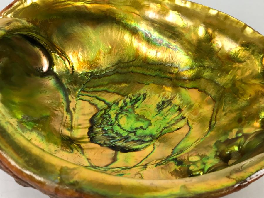 Unique Mid-Century Modern Abalone Shell With Yellow Glass Feet [Photo 19]
