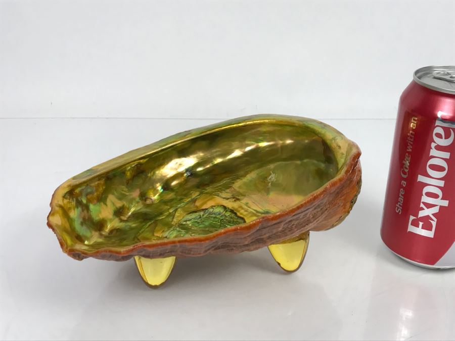 Unique Mid-Century Modern Abalone Shell With Yellow Glass Feet [Photo 2]