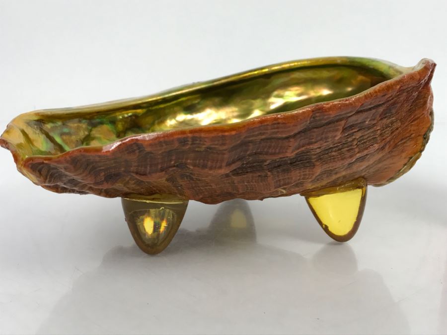 Unique Mid-Century Modern Abalone Shell With Yellow Glass Feet [Photo 4]