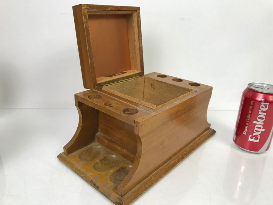 Mid-Century Alfred Dunhill Of London Wooden Humidor And Tobacco Pipe Stand Rack [Photo 1]