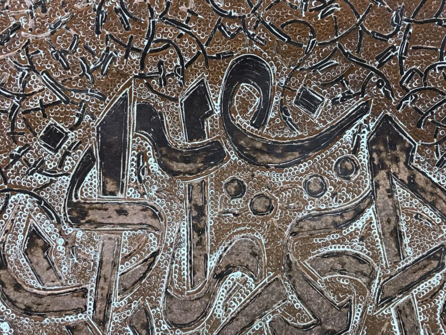 Large Vintage Middle Eastern Hand Hammered Copper Footed Charger Plate [Photo 12]