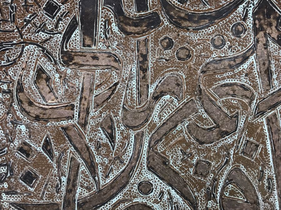 Large Vintage Middle Eastern Hand Hammered Copper Footed Charger Plate [Photo 11]