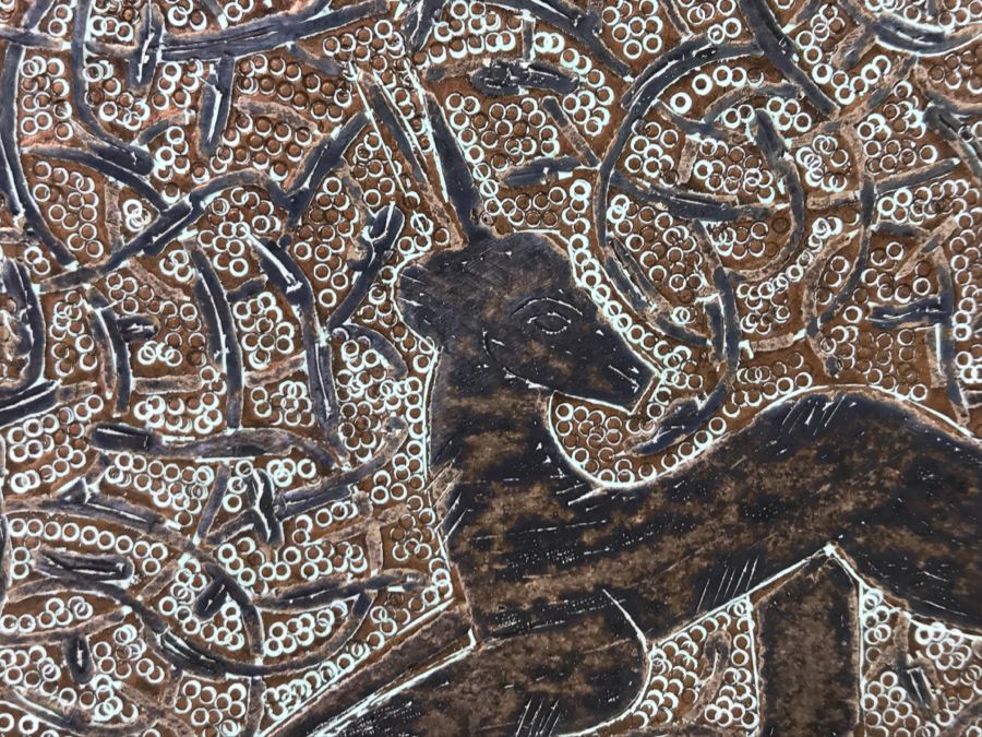 Large Vintage Middle Eastern Hand Hammered Copper Footed Charger Plate [Photo 9]