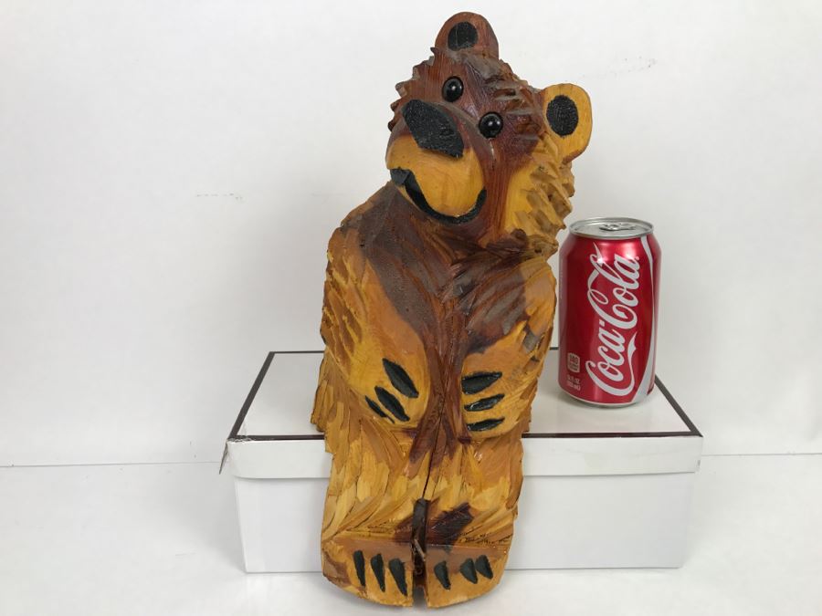 Signed Hand Carved Sitting Bear By Barry Martin Ruidoso, NM [Photo 1]