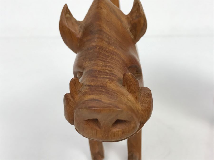 Vintage Wooden Warthog Animal Carving [Photo 9]