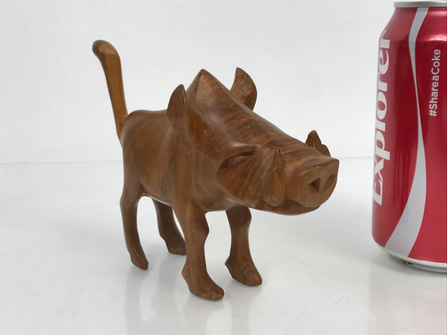 Vintage Wooden Warthog Animal Carving [Photo 4]