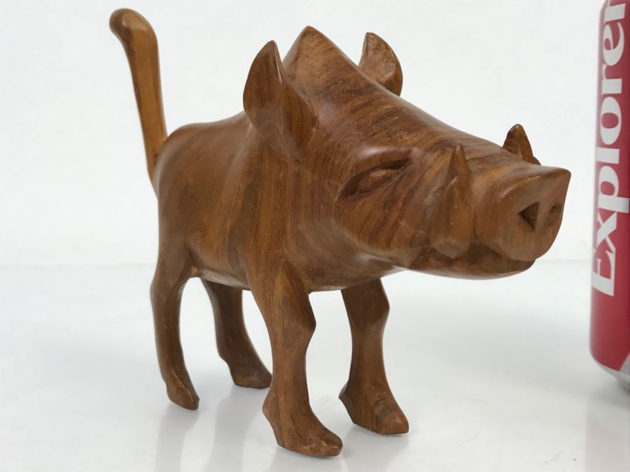 Vintage Wooden Warthog Animal Carving [Photo 2]