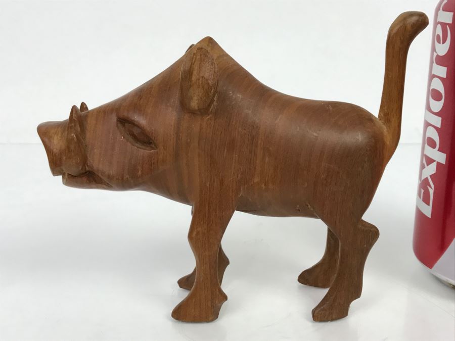 Vintage Wooden Warthog Animal Carving [Photo 12]