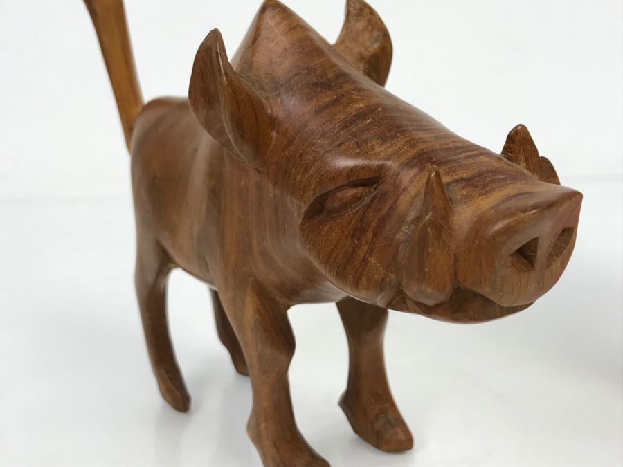 Vintage Wooden Warthog Animal Carving [Photo 7]