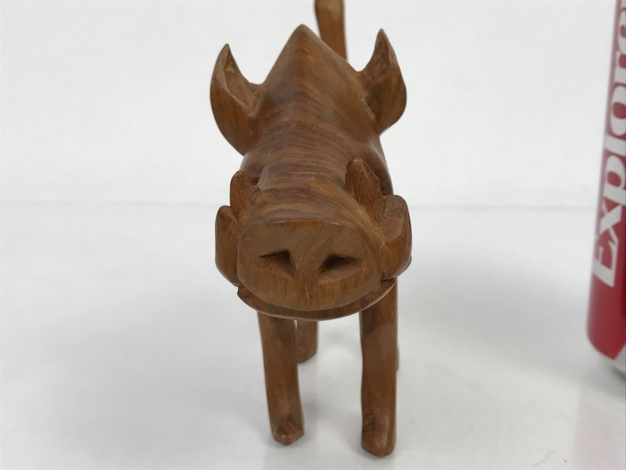 Vintage Wooden Warthog Animal Carving [Photo 8]