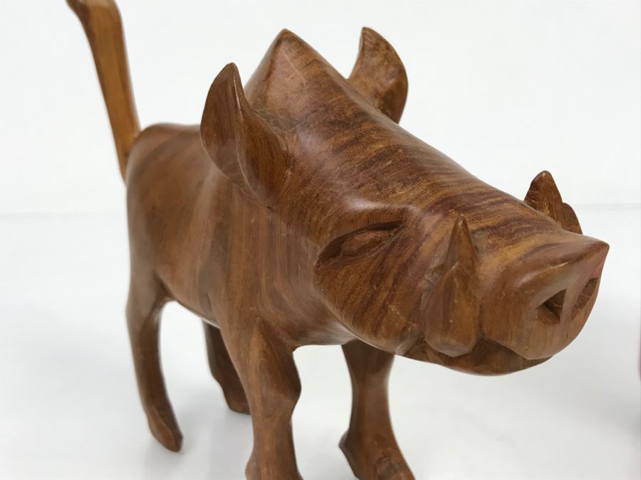 Vintage Wooden Warthog Animal Carving [Photo 5]