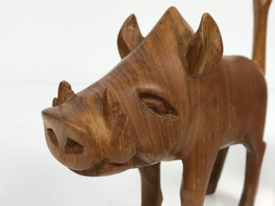 Vintage Wooden Warthog Animal Carving [Photo 11]