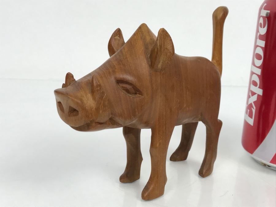 Vintage Wooden Warthog Animal Carving [Photo 10]