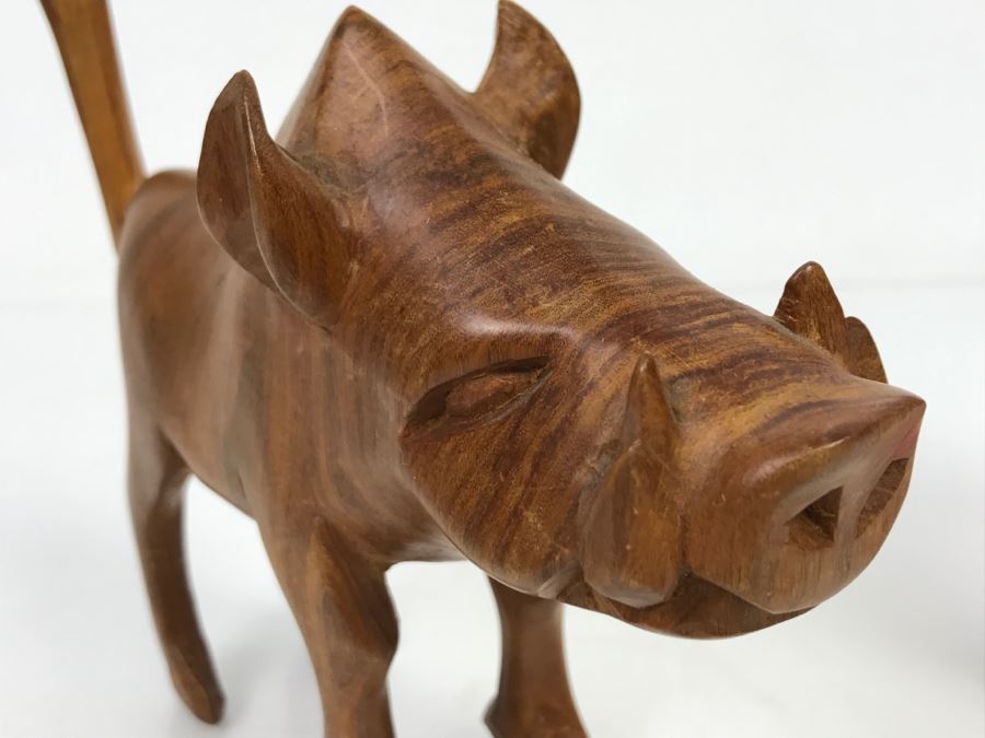 Vintage Wooden Warthog Animal Carving [Photo 6]