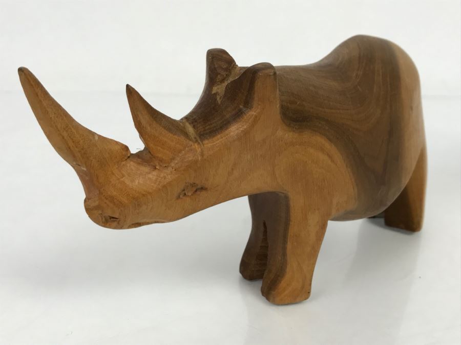 Vintage Wooden Rhinoceros Animal Carving [Photo 9]