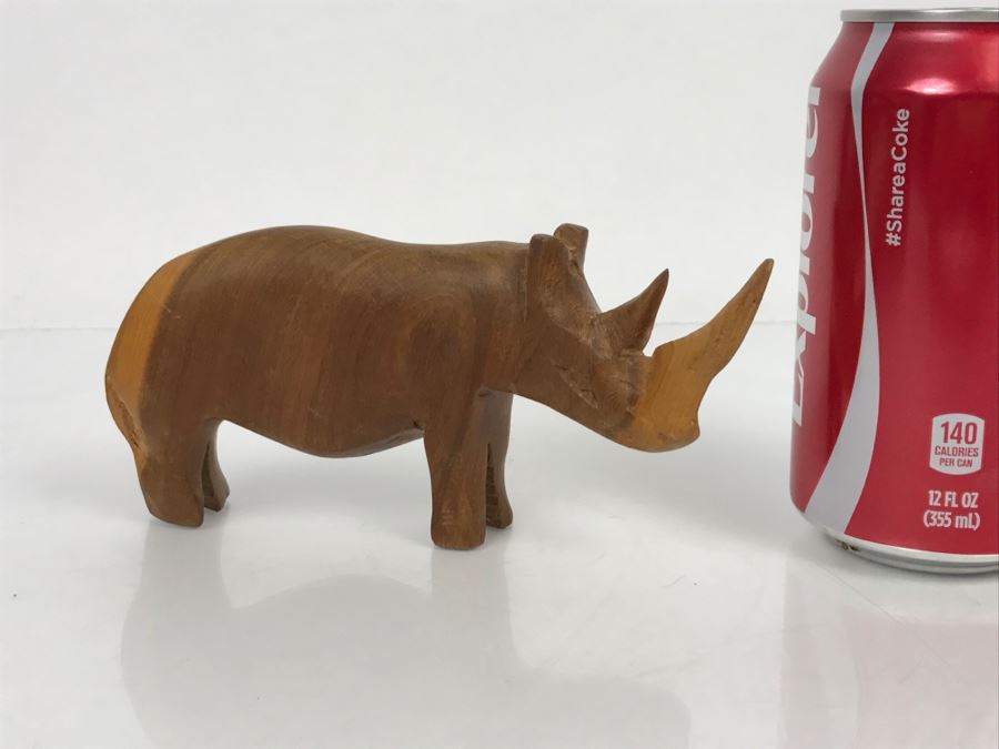 Vintage Wooden Rhinoceros Animal Carving [Photo 1]