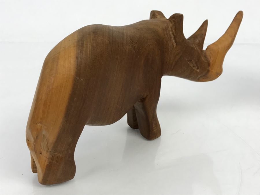 Vintage Wooden Rhinoceros Animal Carving [Photo 13]