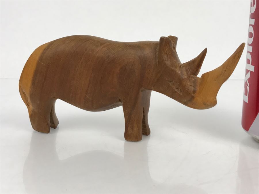 Vintage Wooden Rhinoceros Animal Carving [Photo 2]