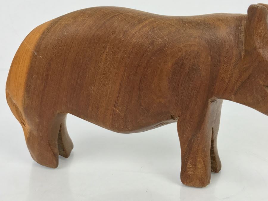 Vintage Wooden Rhinoceros Animal Carving [Photo 6]