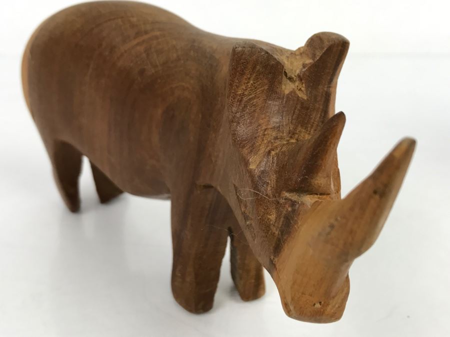 Vintage Wooden Rhinoceros Animal Carving [Photo 8]