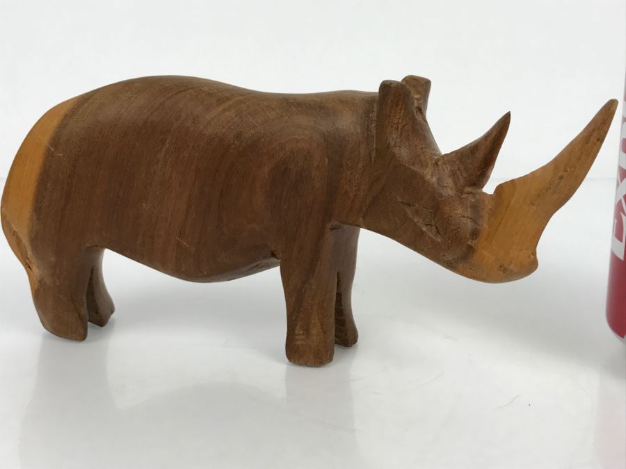 Vintage Wooden Rhinoceros Animal Carving [Photo 3]