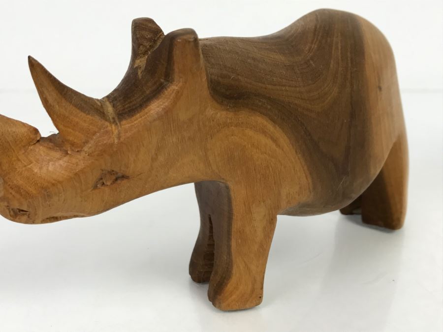 Vintage Wooden Rhinoceros Animal Carving [Photo 10]