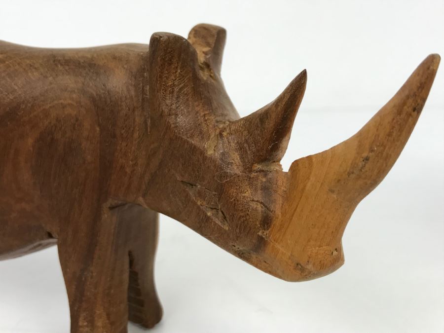 Vintage Wooden Rhinoceros Animal Carving [Photo 4]