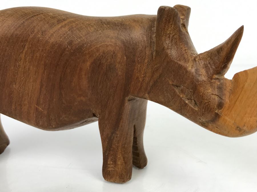 Vintage Wooden Rhinoceros Animal Carving [Photo 5]