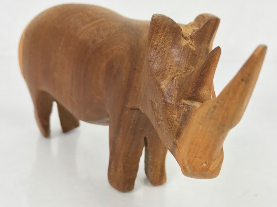 Vintage Wooden Rhinoceros Animal Carving [Photo 7]