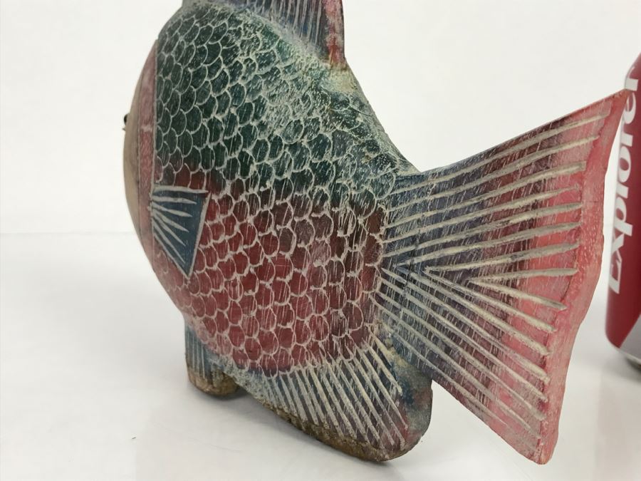 Large Hand Carved And Hand Painted Wooden Fish [Photo 17]