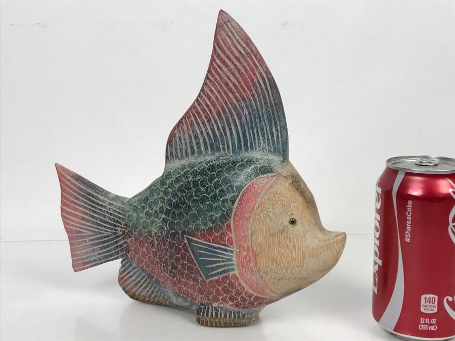 Large Hand Carved And Hand Painted Wooden Fish [Photo 1]