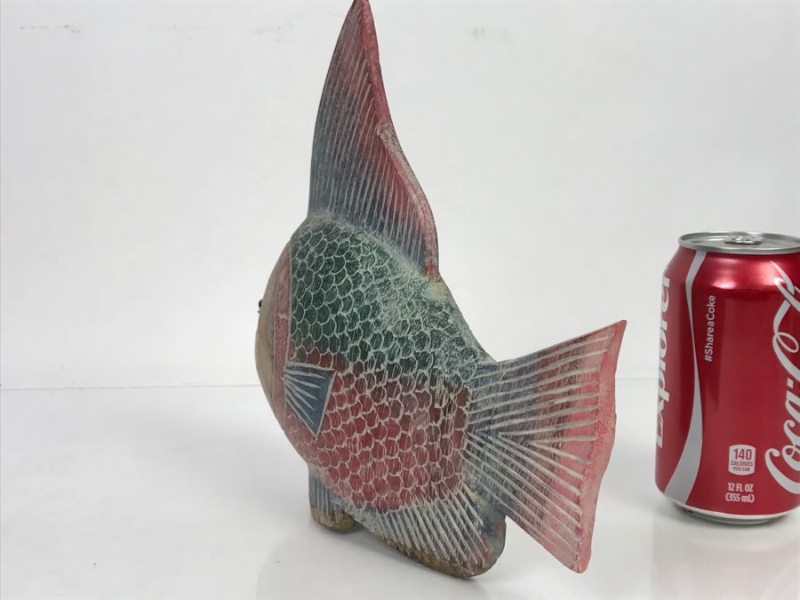 Large Hand Carved And Hand Painted Wooden Fish [Photo 16]