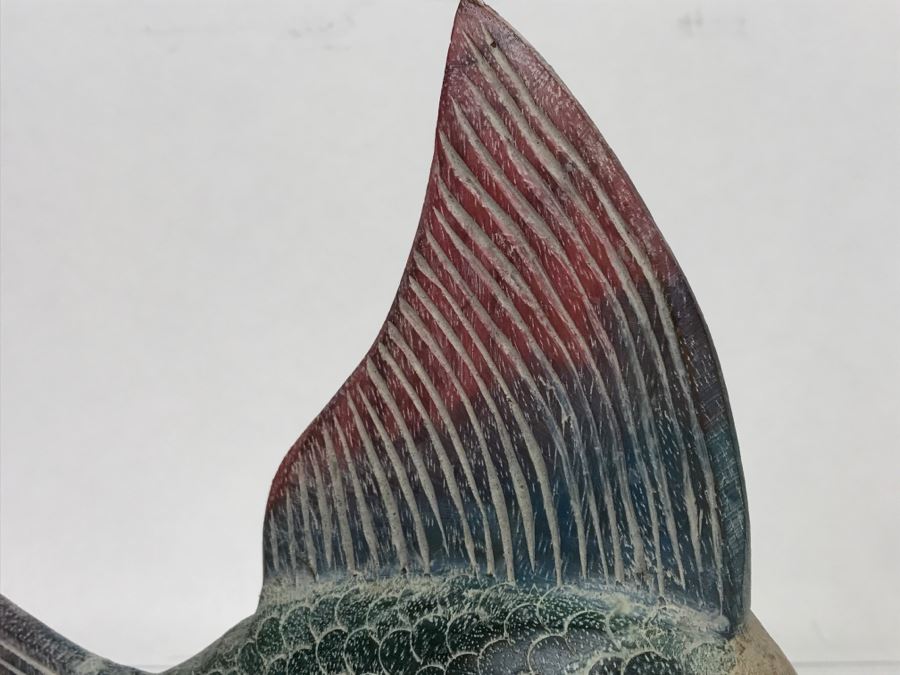 Large Hand Carved And Hand Painted Wooden Fish [Photo 8]