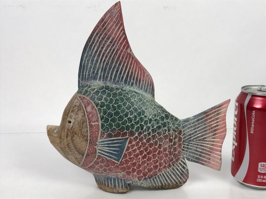 Large Hand Carved And Hand Painted Wooden Fish [Photo 13]