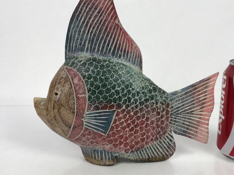 Large Hand Carved And Hand Painted Wooden Fish [Photo 12]