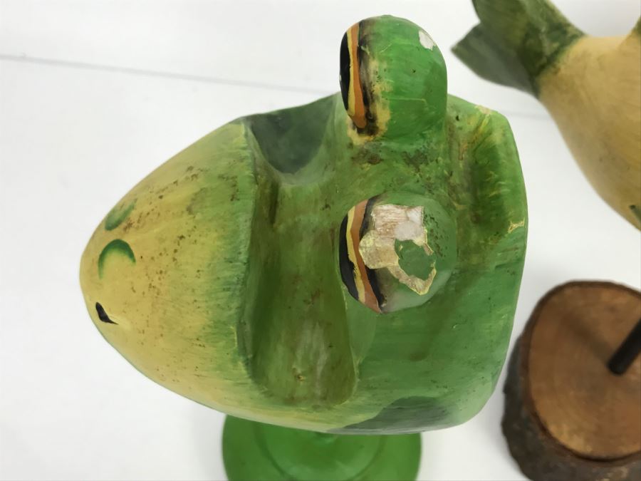 Set Of (3) Indonesian Animal Heads Frog Giraffe Fish [Photo 12]